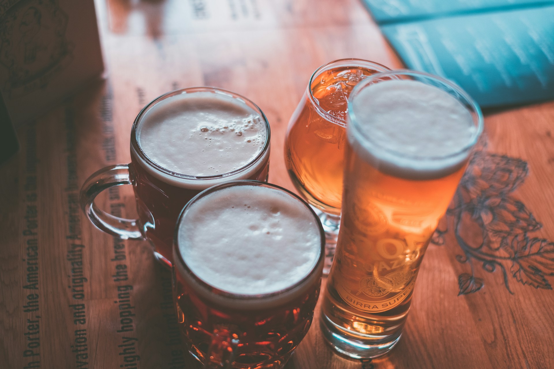 selection of beers on table